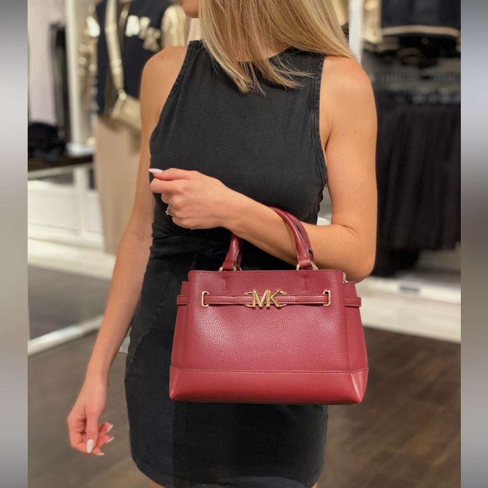 SOLD NEW Michael Kors Reed Dark Cherry Leather Small Belted Crossbody Bag - Picture 6 of 15